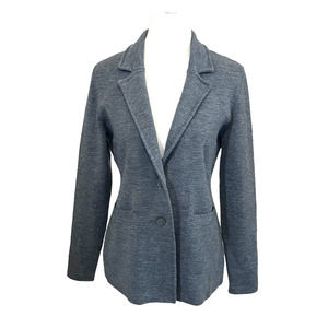 1901 Stretchy GrayBlue Merino Wool Blend Sweater Blazer Size Med